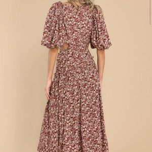 KNOW BY HEART BROWN FLORAL PRINT MIDI DRESS from Red Dress Boutique .